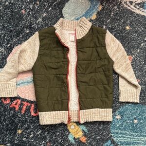 Cat & Jack Olive and Beige Kids Sweater Jacket